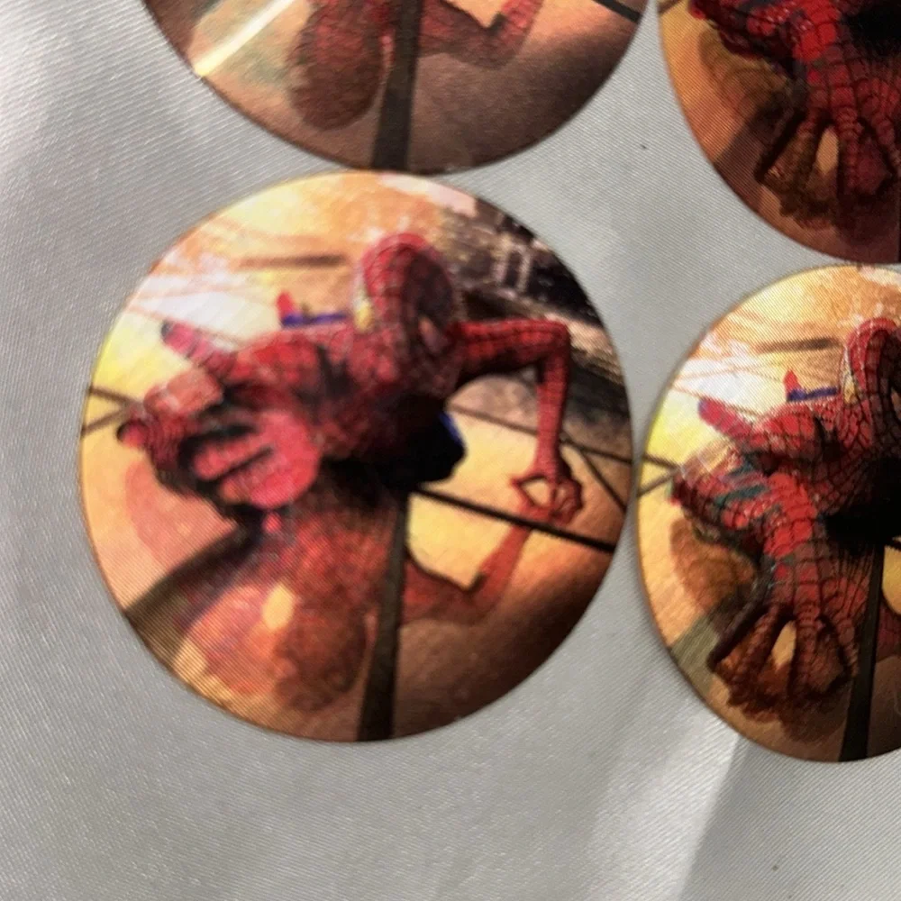 Spider-Man Holographic Disc Vintage Set of 4 Party 2002 Movie Memorabilia Sony